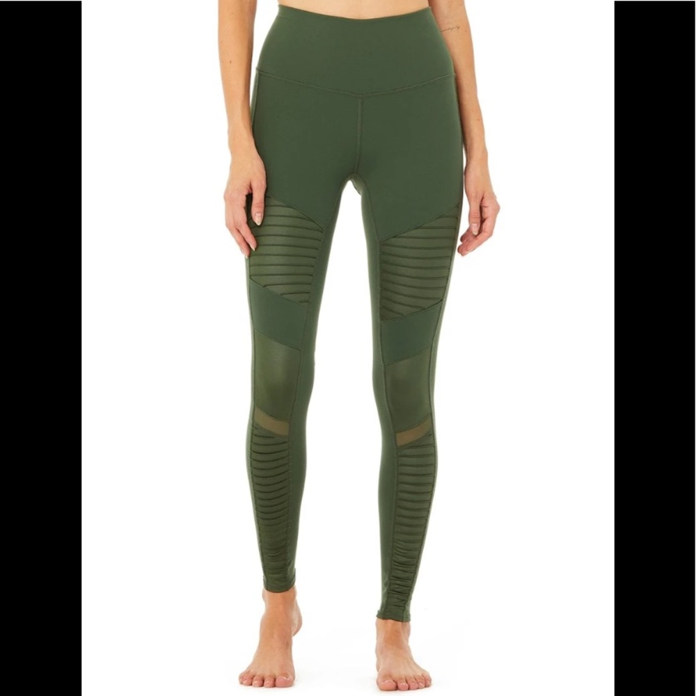 Alo yoga high-waist hunter green moto leggings L